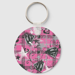 Supergirl Stars and Skulls Pattern Key Ring