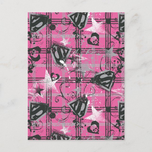 Supergirl Stars and Skulls Pattern Postcard (Front)
