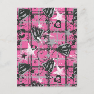 Supergirl Stars and Skulls Pattern Postcard