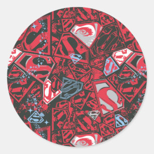 Supergirl Stary Red Pattern Classic Round Sticker