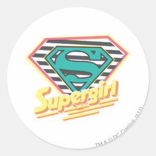 Supergirl Striped Logo Classic Round Sticker