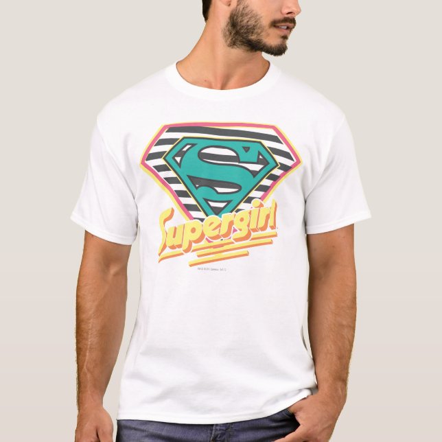 Supergirl Striped Logo T-Shirt (Front)