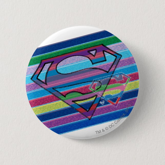 Supergirl Striped Rainbow Logo 6 Cm Round Badge (Front)