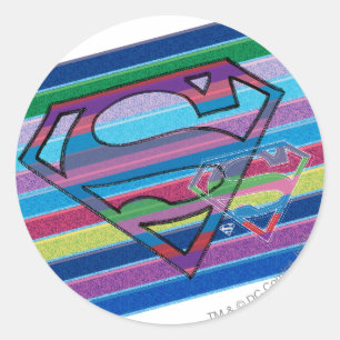 Supergirl Striped Rainbow Logo Classic Round Sticker