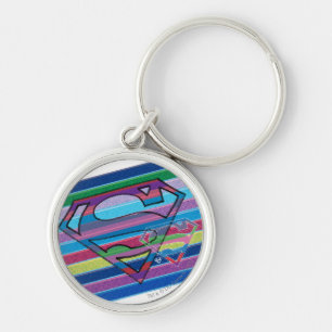 Supergirl Striped Rainbow Logo Key Ring