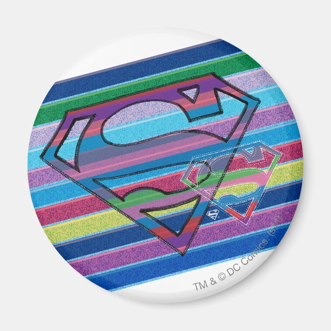 Supergirl Striped Rainbow Logo Magnet (Front)