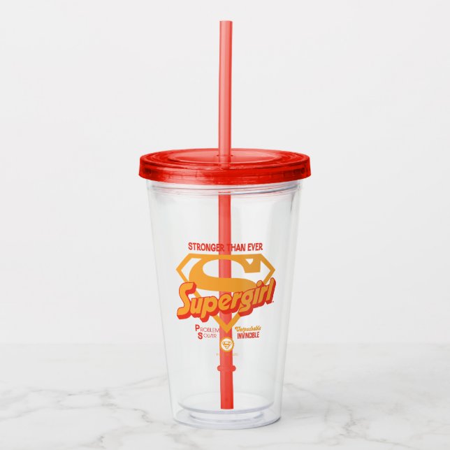 Supergirl Stronger Than Ever Retro Graphic Acrylic Tumbler (Front)