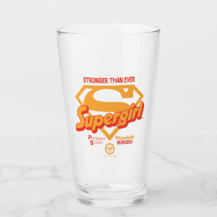 Supergirl Stronger Than Ever Retro Graphic Glass