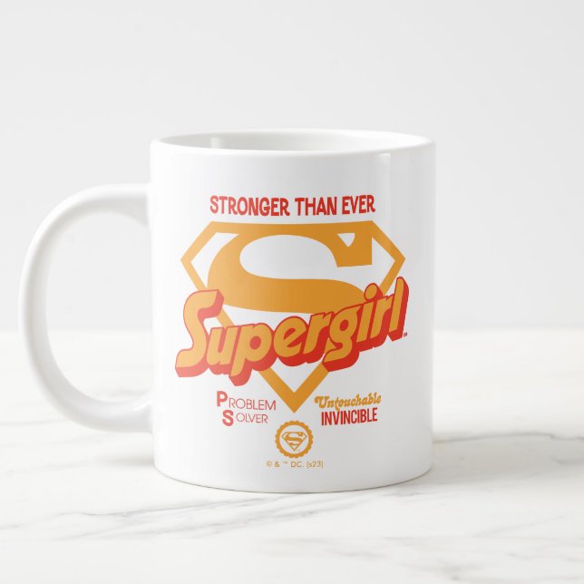 Supergirl Stronger Than Ever Retro Graphic Large Coffee Mug (Left)