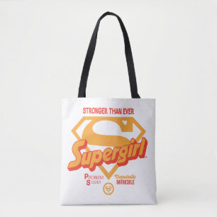 Supergirl Stronger Than Ever Retro Graphic Tote Bag