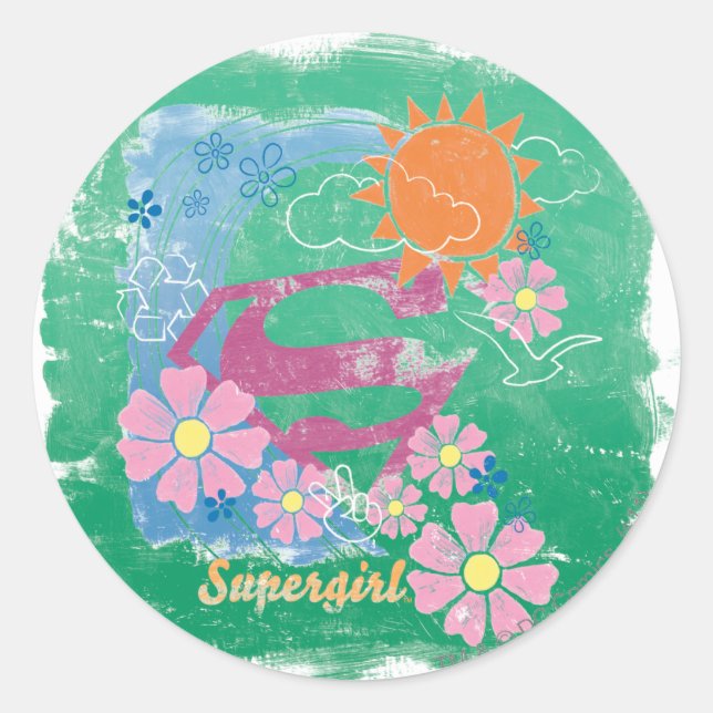Supergirl Sun and Love Classic Round Sticker (Front)