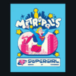 Supergirl Super Pop Woman of Tomorrow Poster<br><div class="desc">Check out this Supergirl super pop graphic featuring Supergirl flying in front of Metropolis!</div>