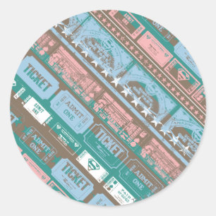 Supergirl Ticket Pattern Blue Classic Round Sticker