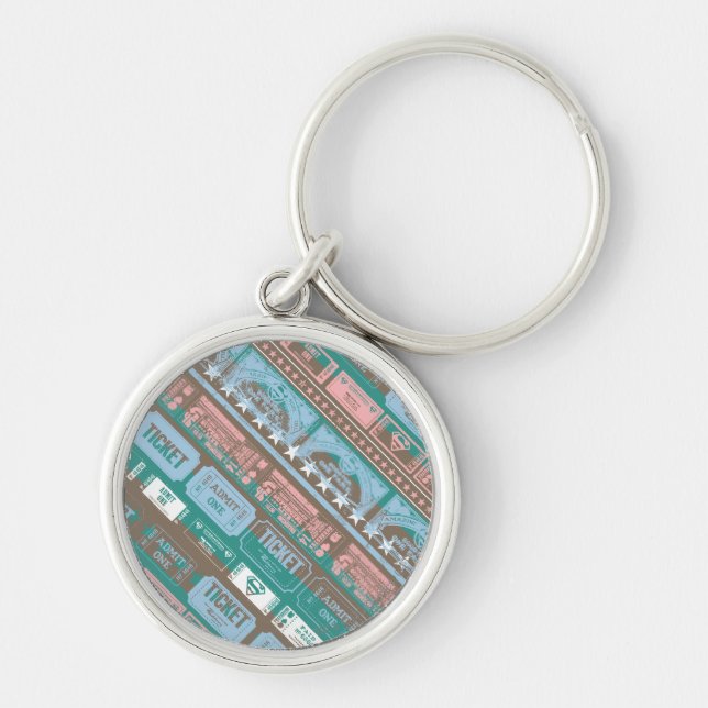 Supergirl Ticket Pattern Blue Key Ring (Front)