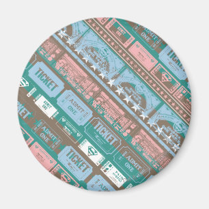 Supergirl Ticket Pattern Blue Magnet