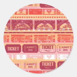 Supergirl Ticket Pattern Orange Classic Round Sticker