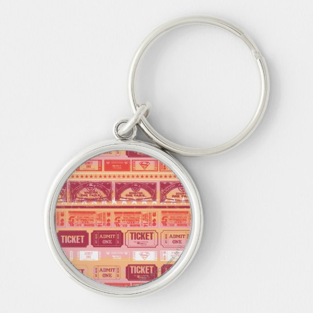 Supergirl Ticket Pattern Orange Key Ring (Front)
