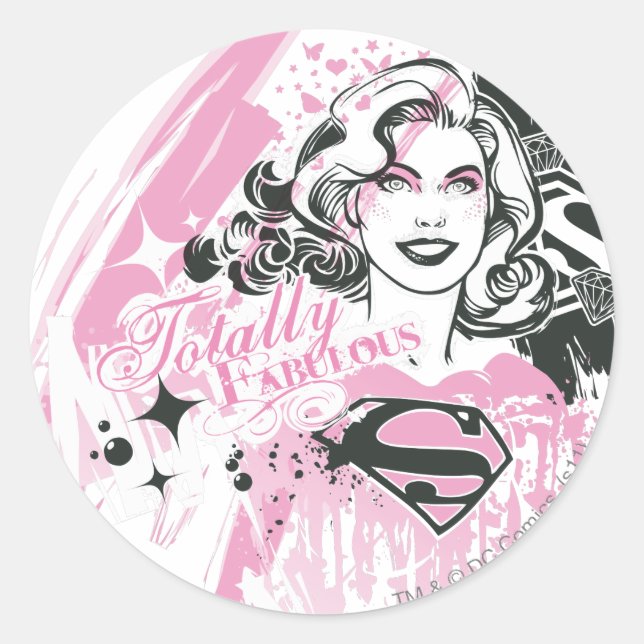 Supergirl Totally Fabulous Classic Round Sticker (Front)