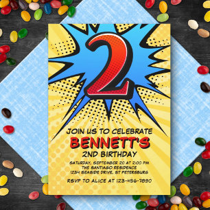 Superhero 2nd Birthday Invitation