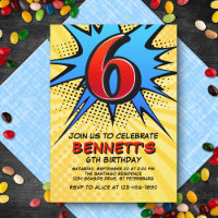 Superhero 6th Birthday Invitation