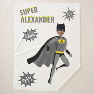 Superhero Amazing Unique Boy Fabulous Birthday Sherpa Blanket