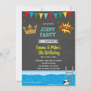 Superhero and princess swim theme invitation