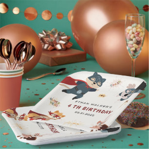 Superhero Animals Cute Party Animals Kids Birthday Paper Plate