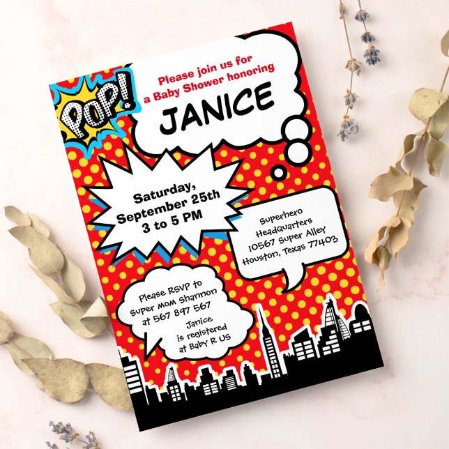 Superhero Baby Shower Party Invitation (Creator Uploaded)