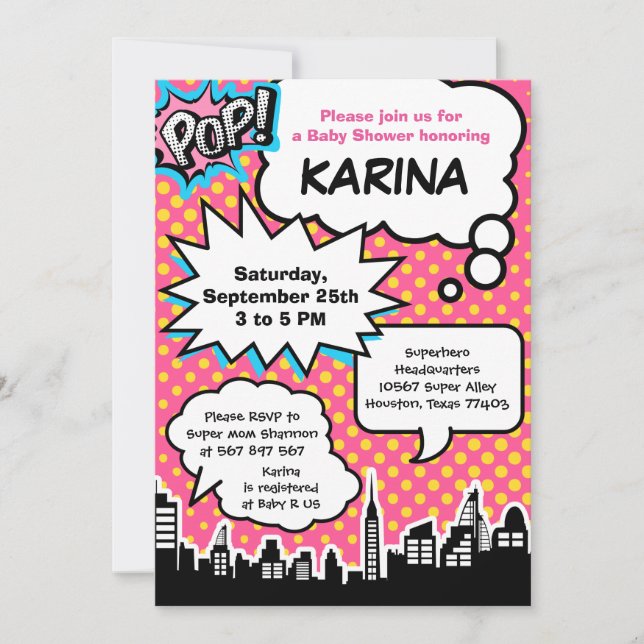 Superhero Baby Shower Party Invitation (Front)
