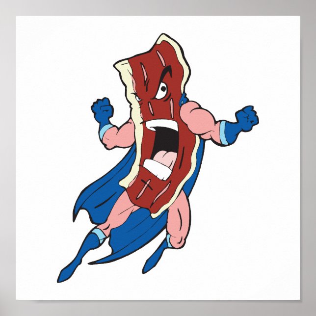 superhero bacon cartoon character poster (Front)