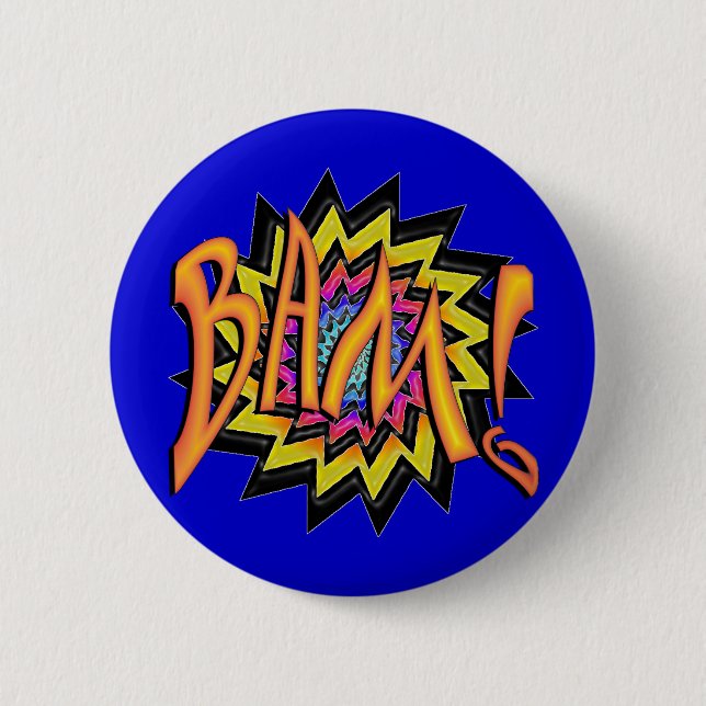 Superhero BAM! 6 Cm Round Badge (Front)