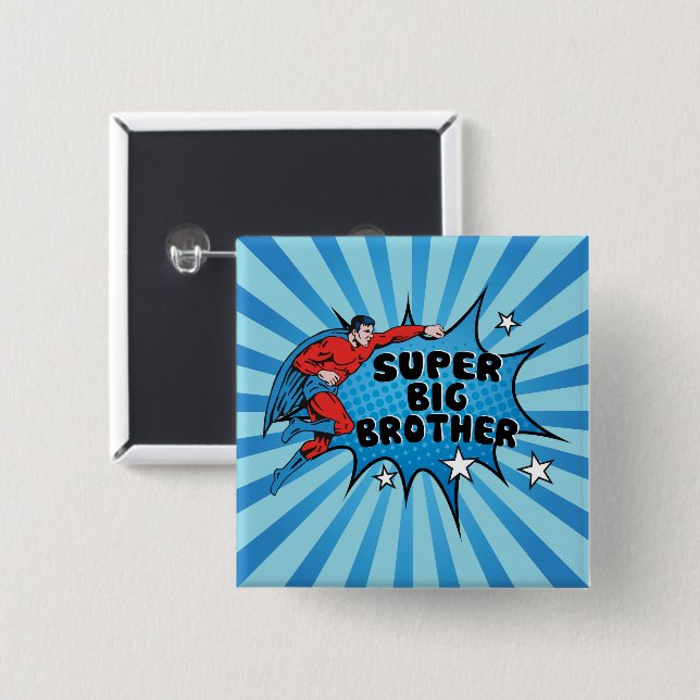 Superhero Becoming a Big Brother 15 Cm Square Badge (Front & Back)