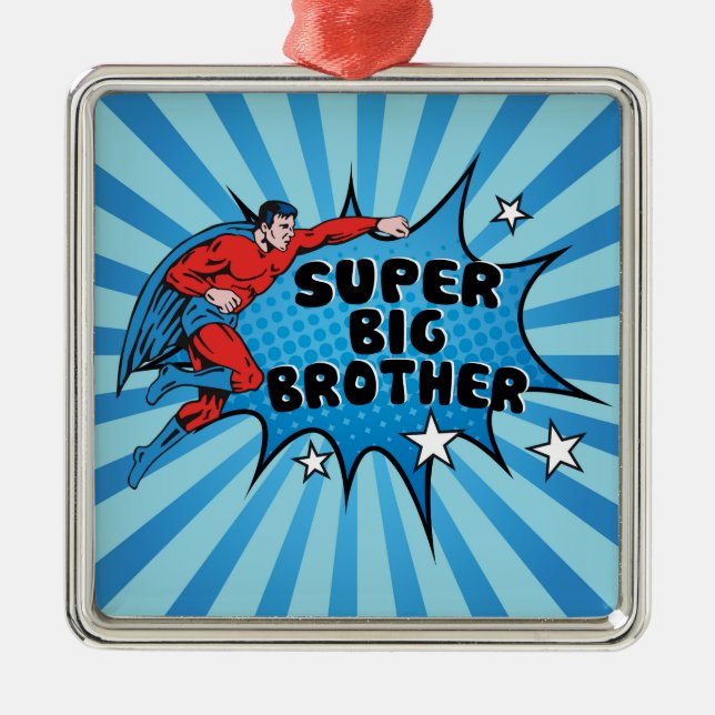 Superhero Becoming a Big Brother Metal Tree Decoration (Front)