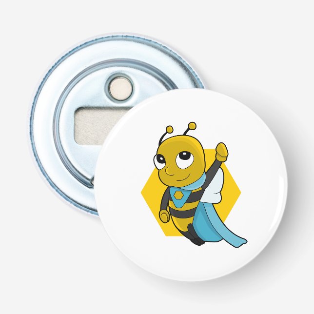 Superhero bee cartoon bottle opener (Front)