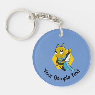 Superhero bee cartoon key ring