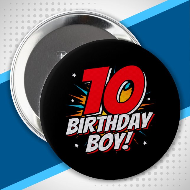 Superhero Birthday - 10 Year Old - 10th Birthday Cm Round Badge (Creator Uploaded)