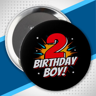 Superhero Birthday Boy - 2 Year Old - 2nd Birthday 10 Cm Round Badge