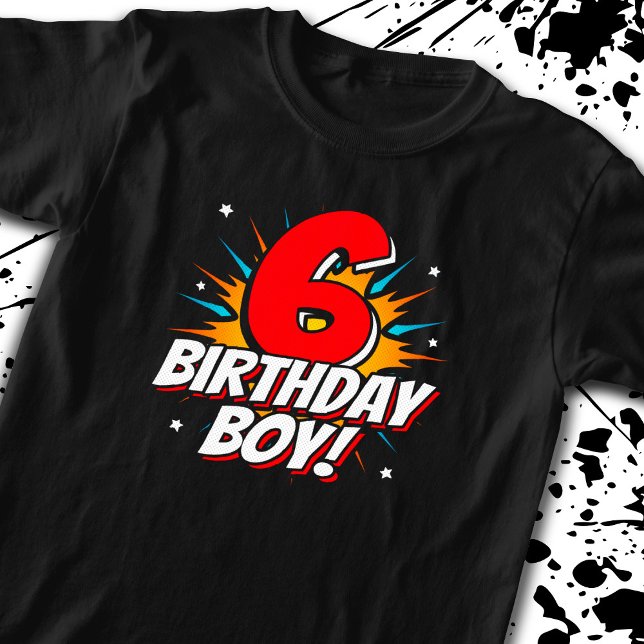 Superhero Birthday Boy - 6 Year Old - 6th Birthday T-Shirt (Creator Uploaded)