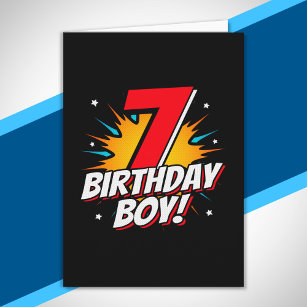 Superhero Birthday Boy - 7 Year Old - 7th Birthday Card