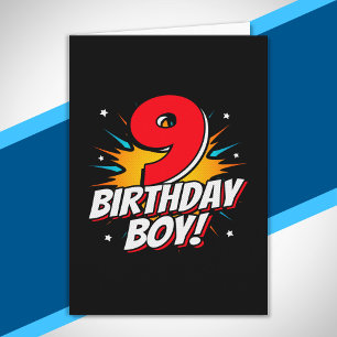 Superhero Birthday Boy - 9 Year Old - 9th Birthday Card