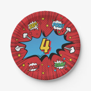 Superhero Birthday Comic Book Paper Plate