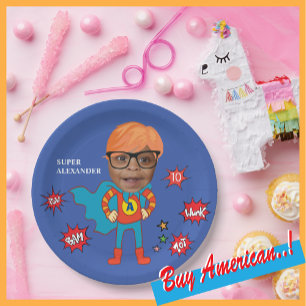 Superhero Birthday Comic ⚡  Fantastic Special Kid  Paper Plate