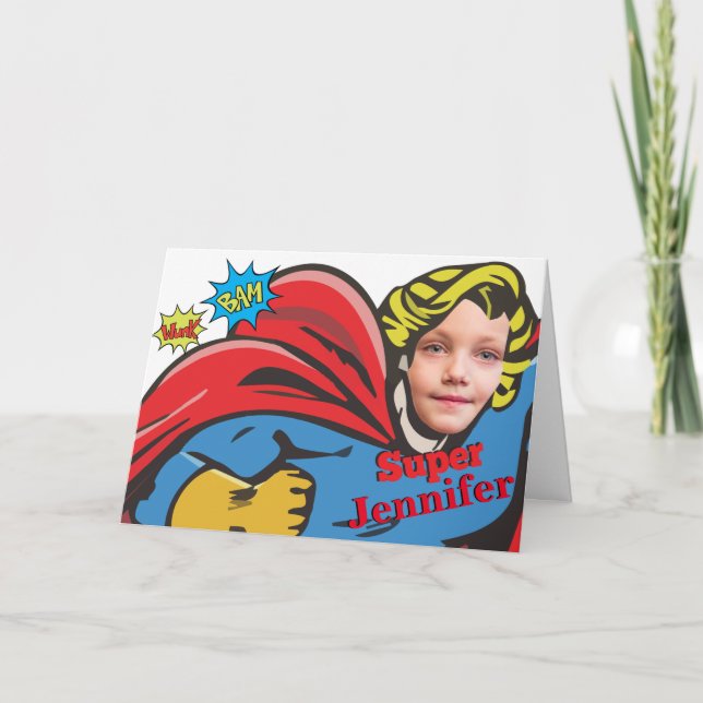 Superhero Birthday Girl Comic ⚡   Special Kid  Card (Front)
