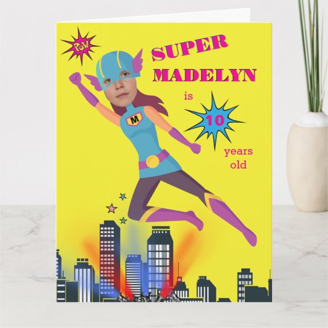 Superhero Birthday Girl Fantastic Sensational  Card (Front)