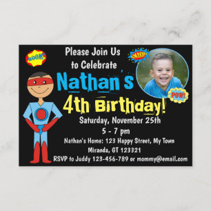 Superhero Birthday Invitation