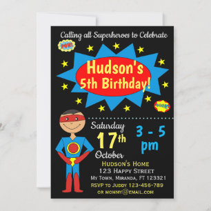 Superhero Birthday Invitation