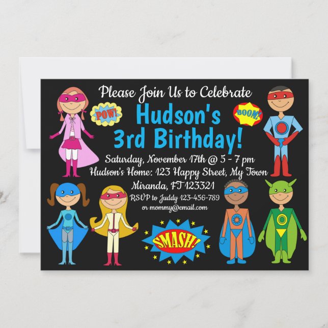 Superhero Birthday Invitation (Front)