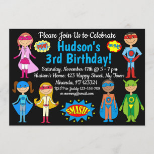 Superhero Birthday Invitation