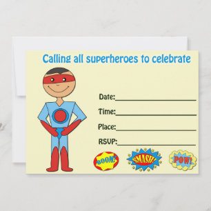 Superhero birthday invitation fill in blank