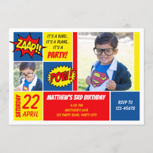 Superhero Birthday Invitations with Photo